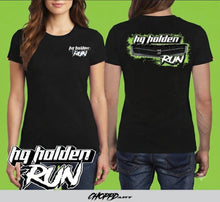 Load image into Gallery viewer, LADIES HQ RUN COLOUR GRILL BLACK TSHIRT

