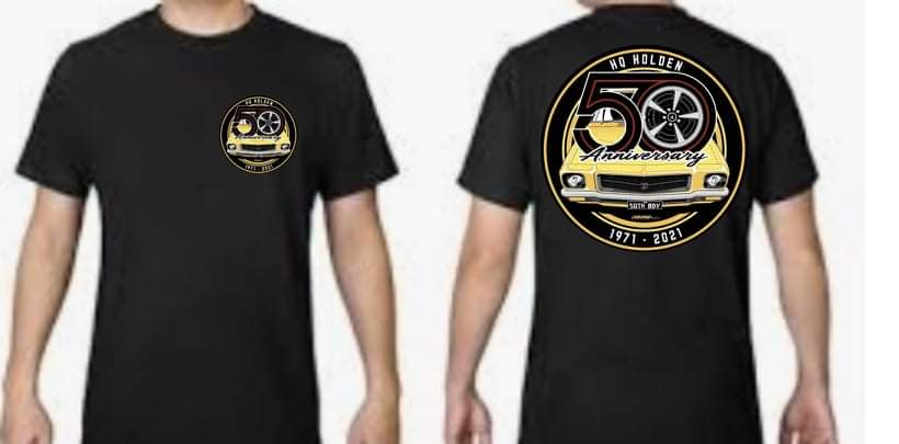 HQ Holden 50th Anniversary gold design T-Shirt Cotton.