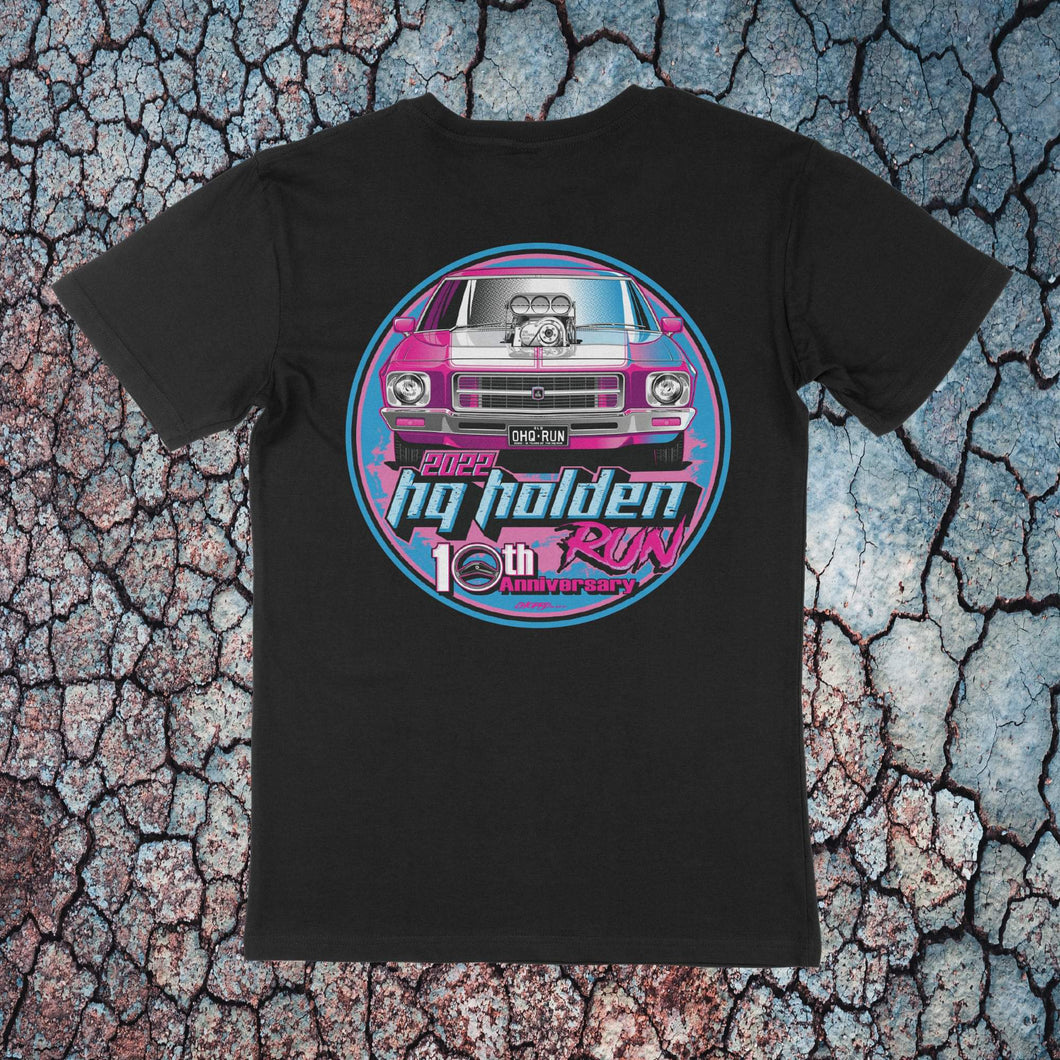 2022 HQ holden Run Pink and Blue Round logo shirt